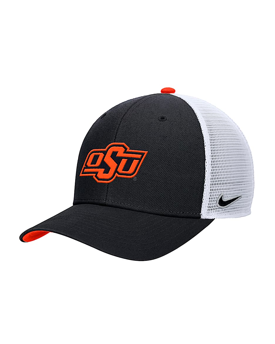 Gorra de rejilla universitaria Nike con estructura para hombre Oklahoma State Rise - Negro
