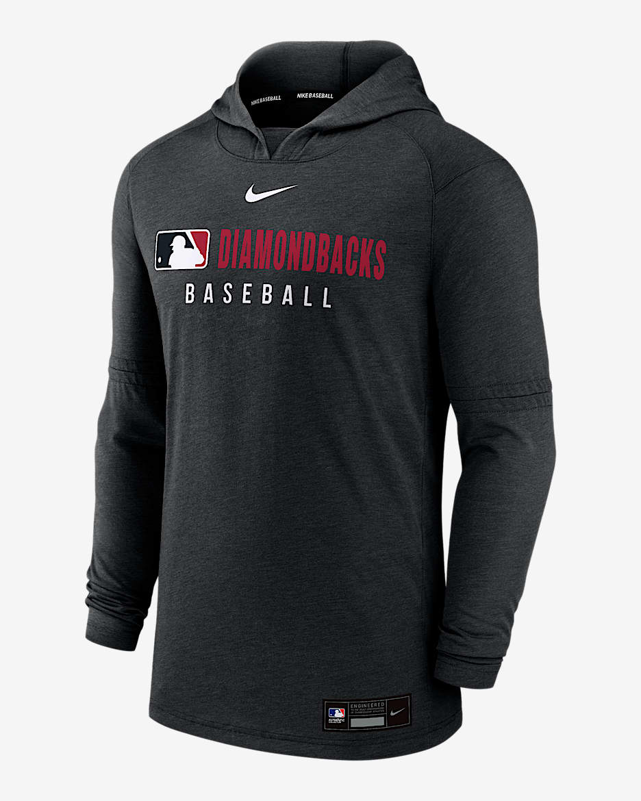 Sudadera con gorro sin cierre Nike Dri-FIT de la MLB para hombre Arizona Diamondbacks Authentic Collection - Negro jaspeado