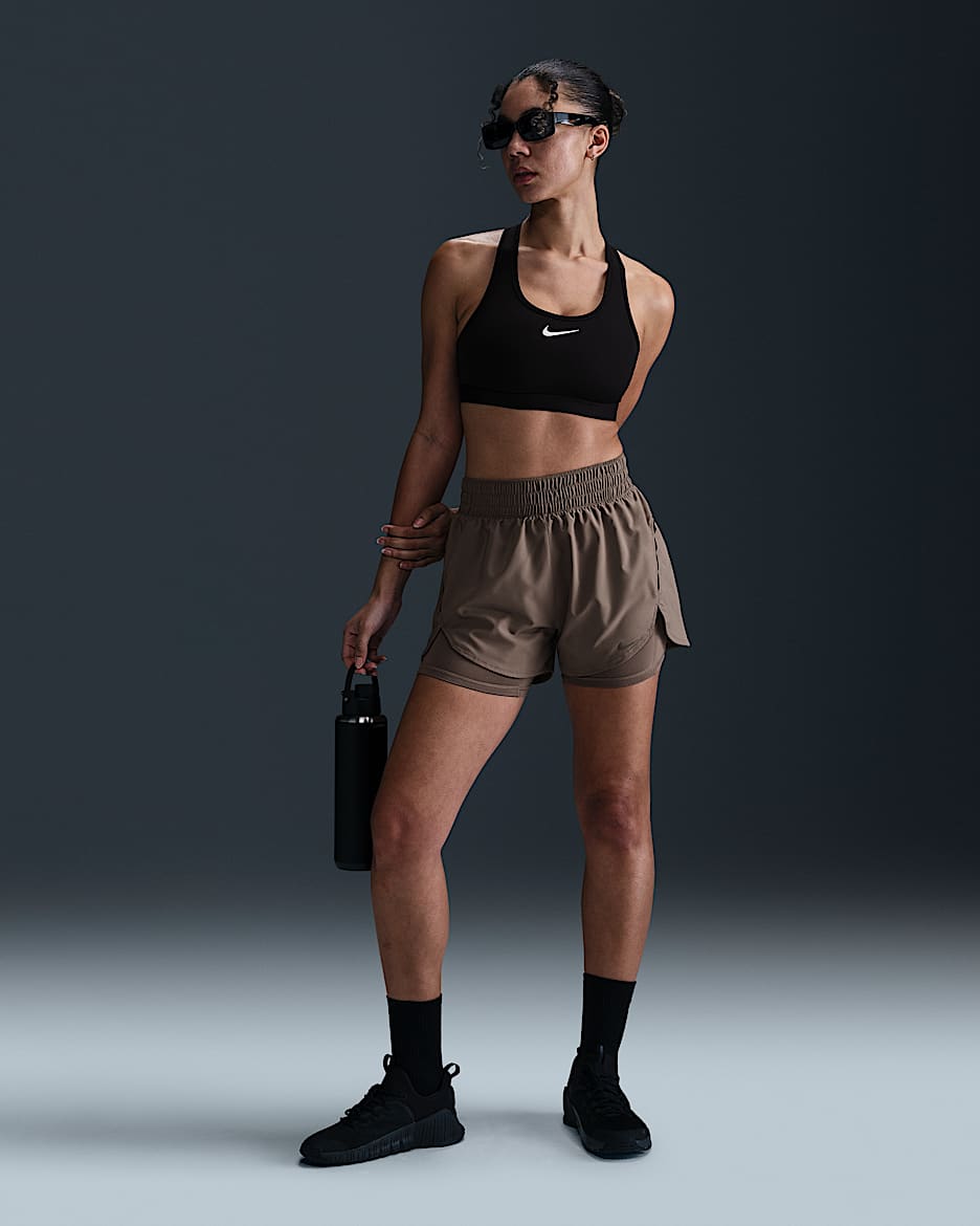 Shorts Dri-FIT 2 en 1 para mujer Nike One - Marrón visón/Negro