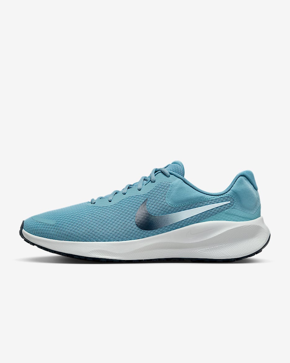 Nike Revolution 7 Men's Road Running Shoes - Denim Turquoise/Pure Platinum/Glacier Blue/Armoury Navy