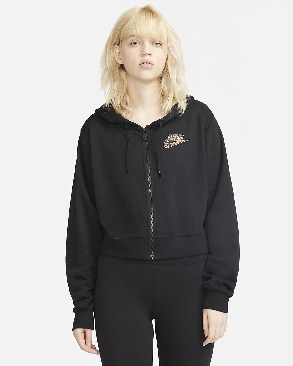 Sudadera con capucha de cierre completo de tejido Fleece para mujer Nike Sportswear - Negro