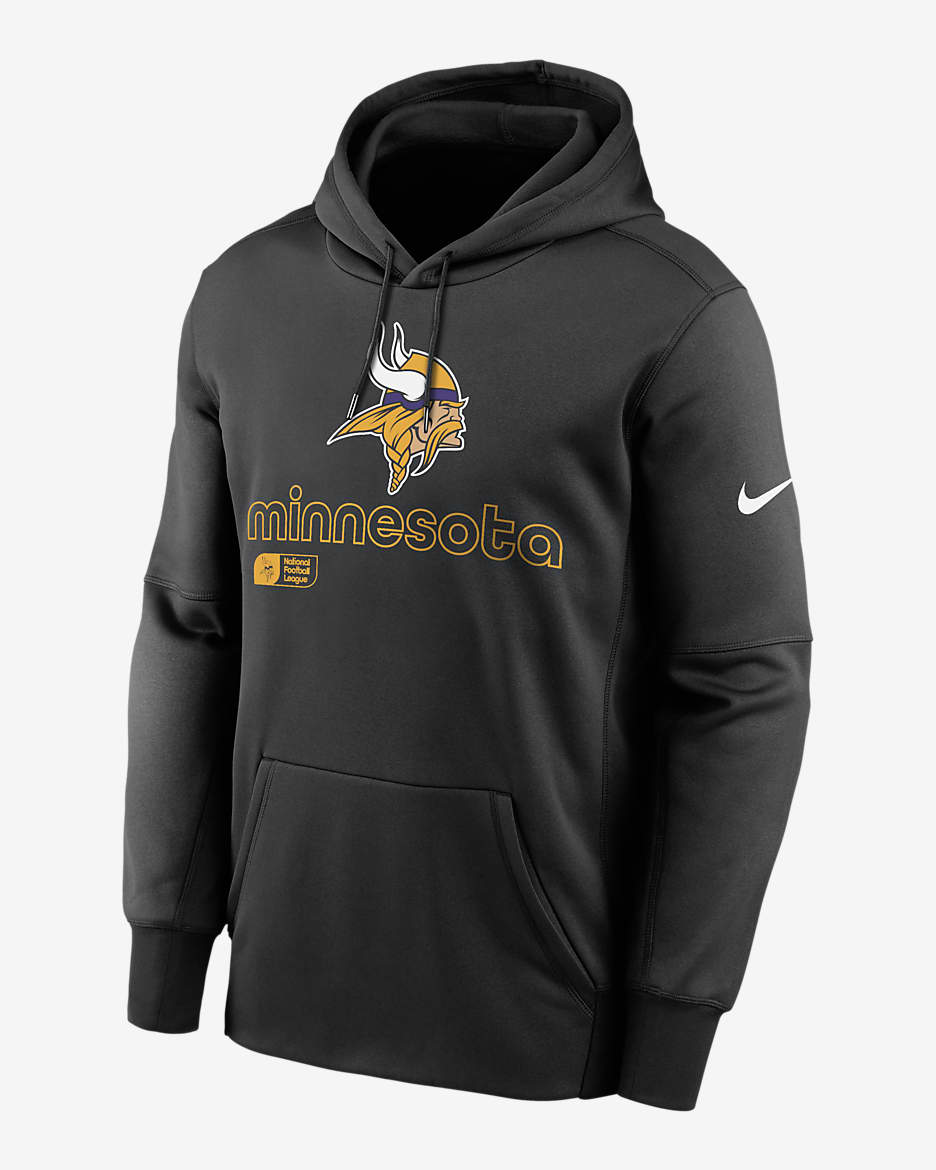 Sudadera con gorro sin cierre Nike Therma de la NFL para hombre Minnesota Vikings - Negro