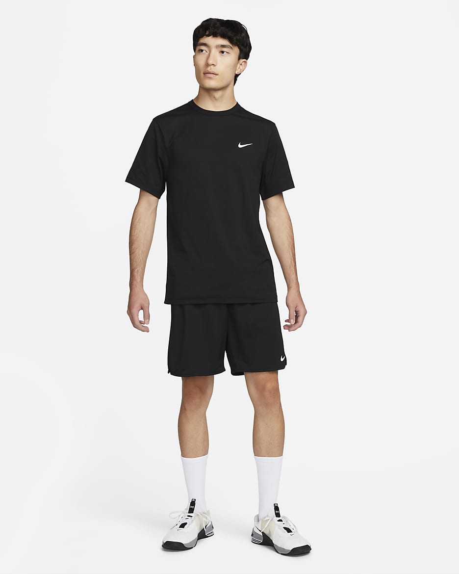 Nike Dri-FIT UV Hyverse Men's Short-Sleeve Fitness Top - Black/White