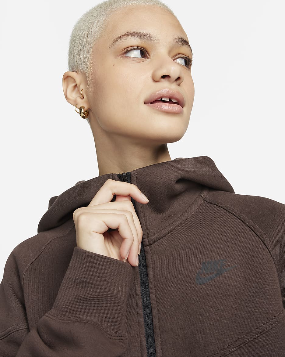 Nike Sportswear Tech Fleece Windrunner Damen-Hoodie mit durchgehendem Reißverschluss - Baroque Brown/Schwarz