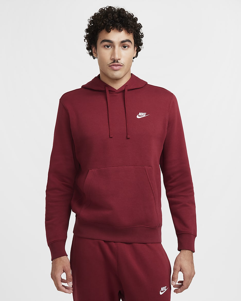 Nike Sportswear Club Fleece Pullover Hoodie - Team Red/Team Red/White
