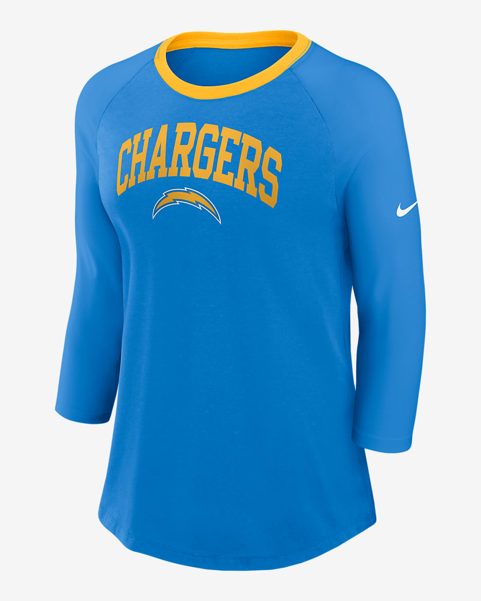 Playera de manga ¾ Nike de la NFL para mujer Los Angeles Chargers - Azul pólvora