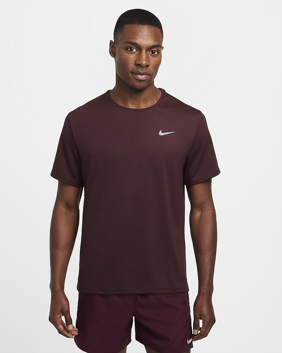 Nike Miler Men's Dri-FIT UV Short-Sleeve Running Top - Burgundy Crush