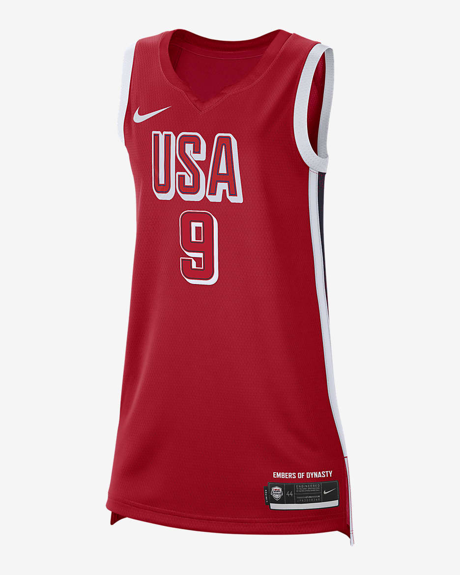 Jersey de básquetbol Nike Dri-FIT unisex A'ja Wilson Team USA USAB Limited Road - Rojo