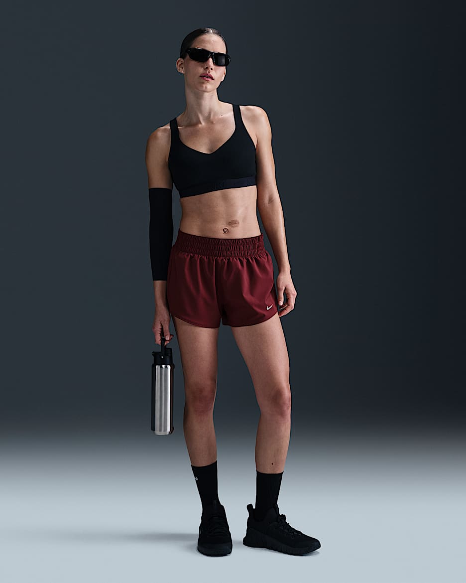 Nike One Women's Dri-FIT Mid-Rise 3" Brief-Lined Shorts - Dark Team Red
