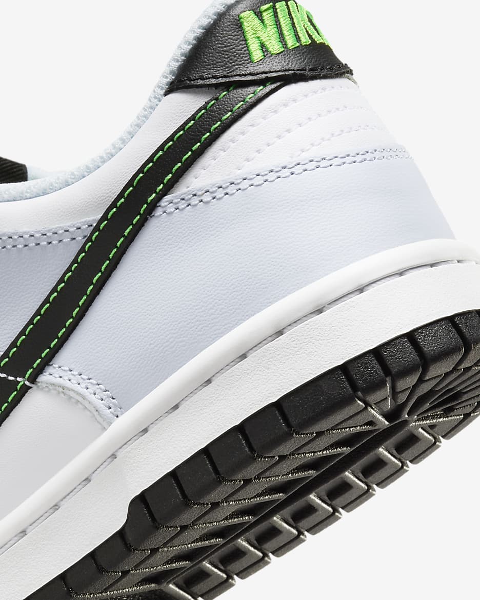 Nike Dunk Low Older Kids' Shoes - White/Football Grey/Green Strike/Black