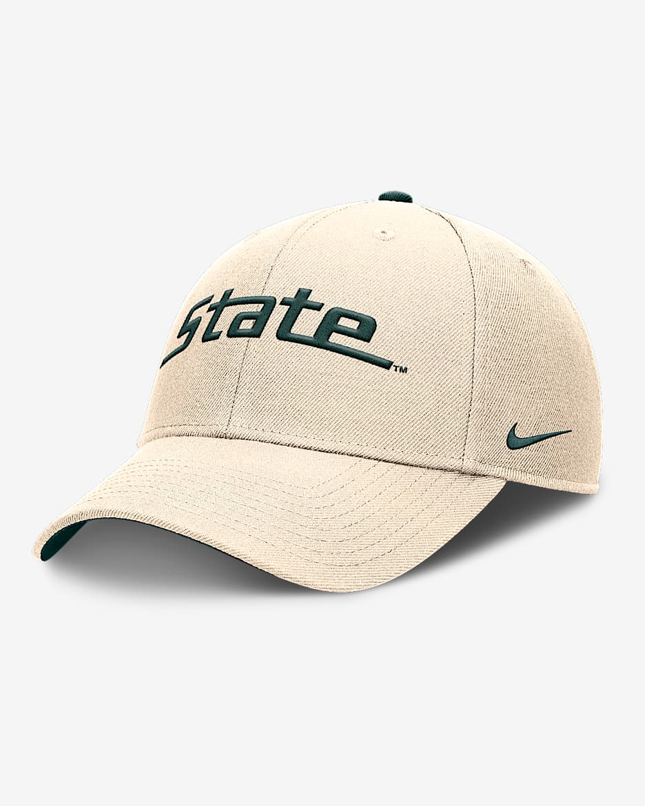 Gorra universitaria Nike ajustable para hombre Michigan State Spartans Primetime Rise - Natural