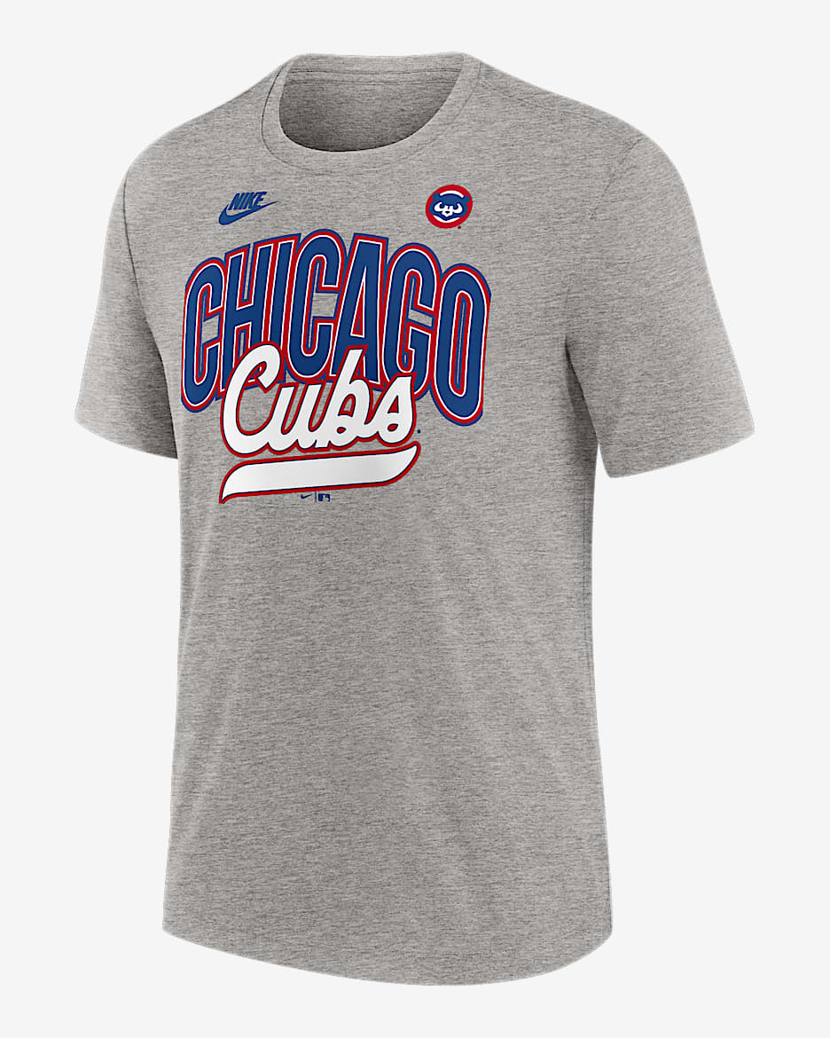 Playera Nike de la MLB para hombre Chicago Cubs Cooperstown Retro - Gris jaspeado