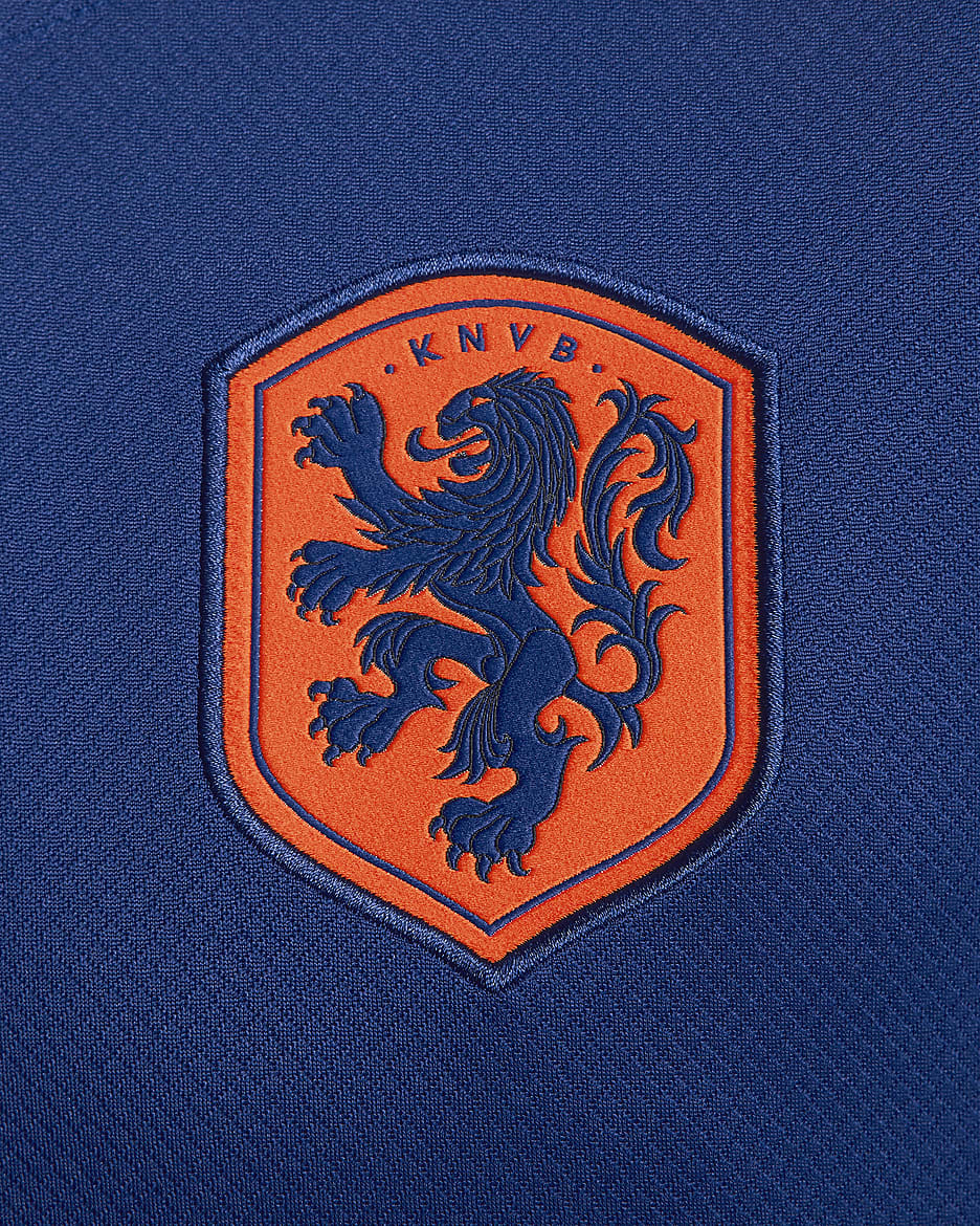 Netherlands Strike Nike Dri-FIT rövid ujjú, kötött férfi futballfelső - Deep Royal Blue/Safety Orange/Safety Orange