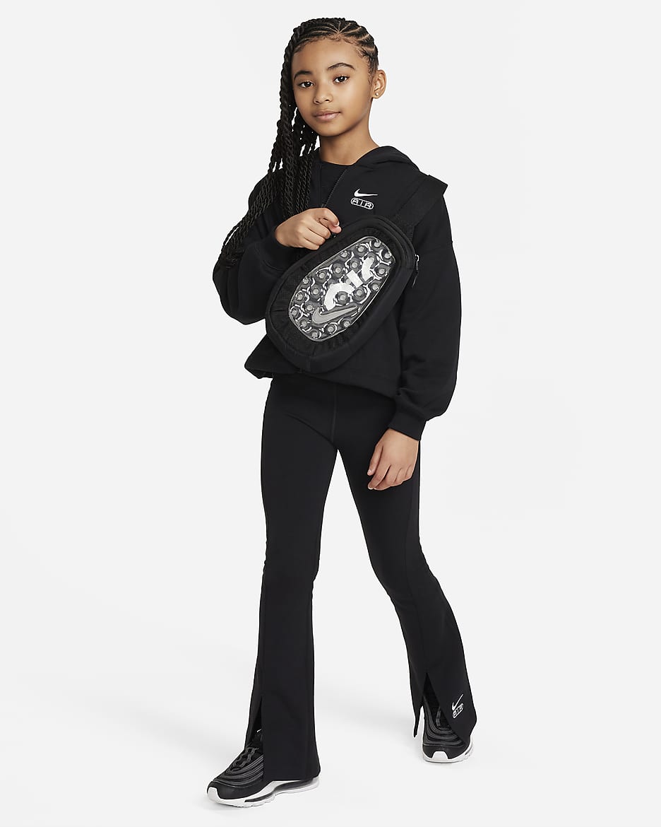 Nike Air Girls' French Terry Full-Zip Hoodie - Black/White