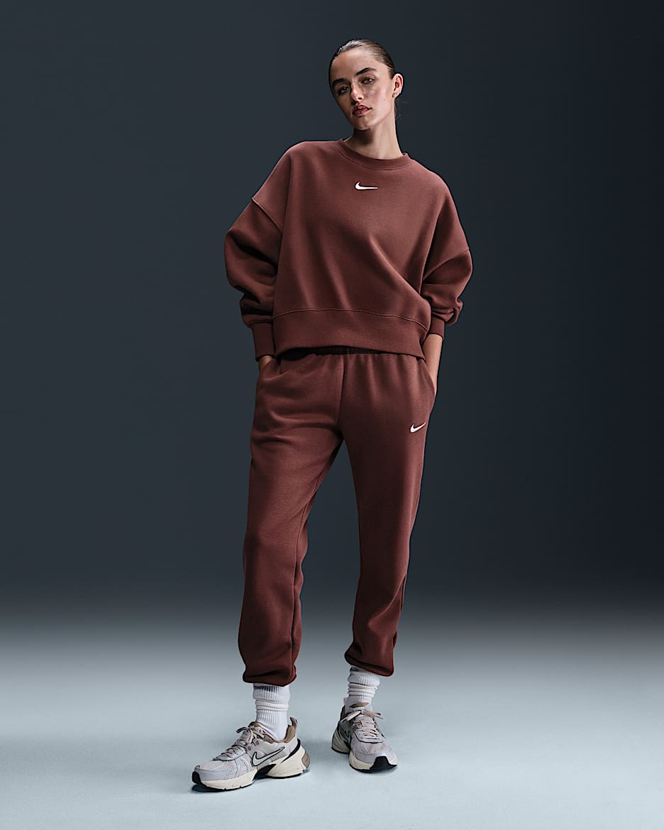 Nike Sportswear Phoenix Fleece Women's Mid-Rise Sweatpants - Red Sepia/Sail