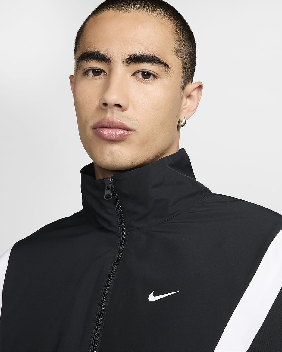 เสื้อแจ็คเก็ตบาสเก็ตบอลแบบทอผู้ชาย Nike Icon - ดำ/ดำ/ขาว/ขาว