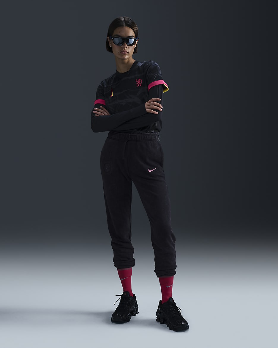 Tercera equipación Club Fleece Chelsea FC Pantalón de talle medio de fútbol Nike- Mujer - Negro/Pink Prime