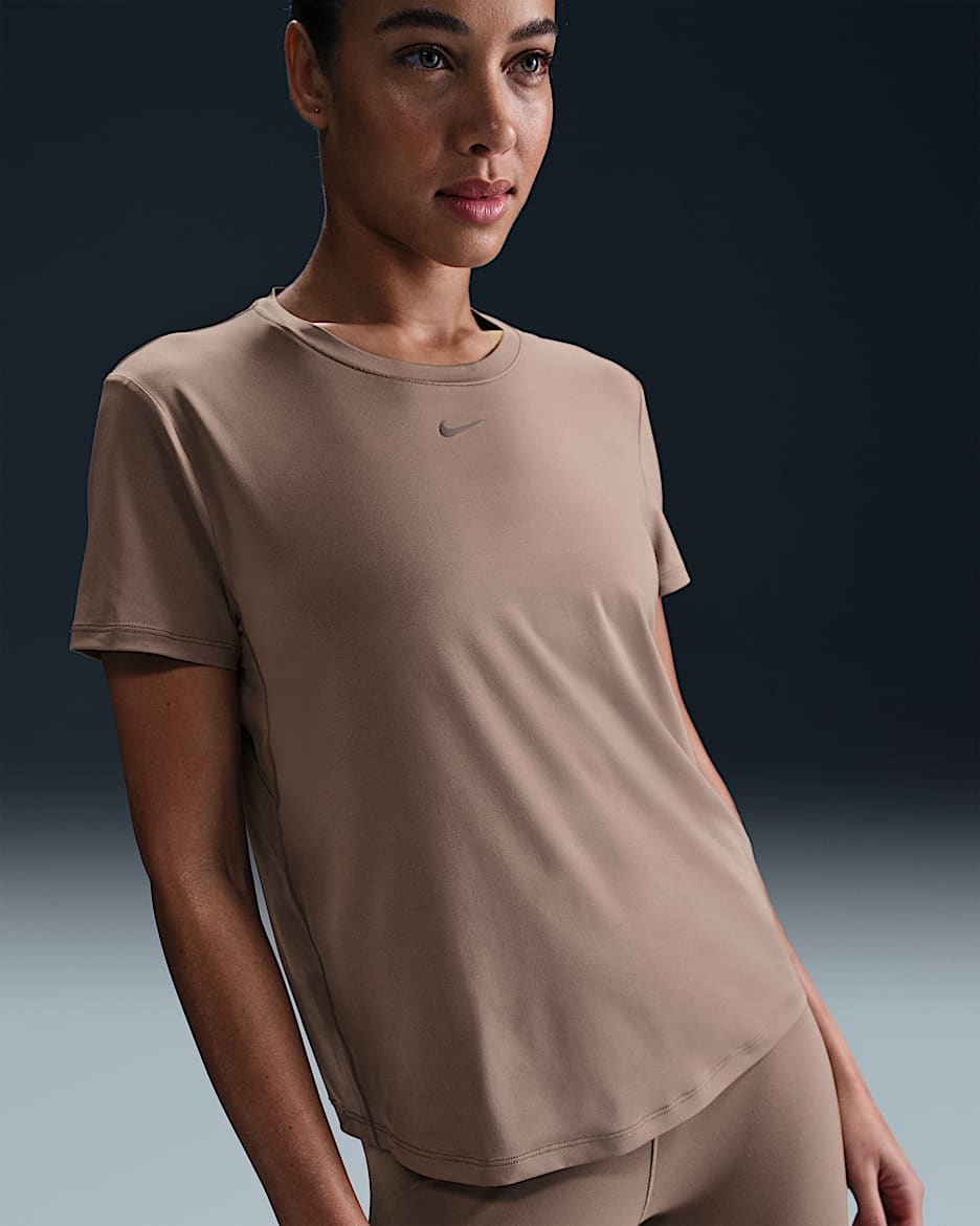 Nike One Classic Women's Dri-FIT Short-Sleeve Top - Mink Brown/Black