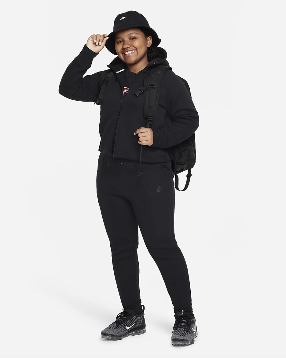 Nike Sportswear Tech Fleece Older Kids' (Girls') Joggers (Extended Size) - Black/Black/Black