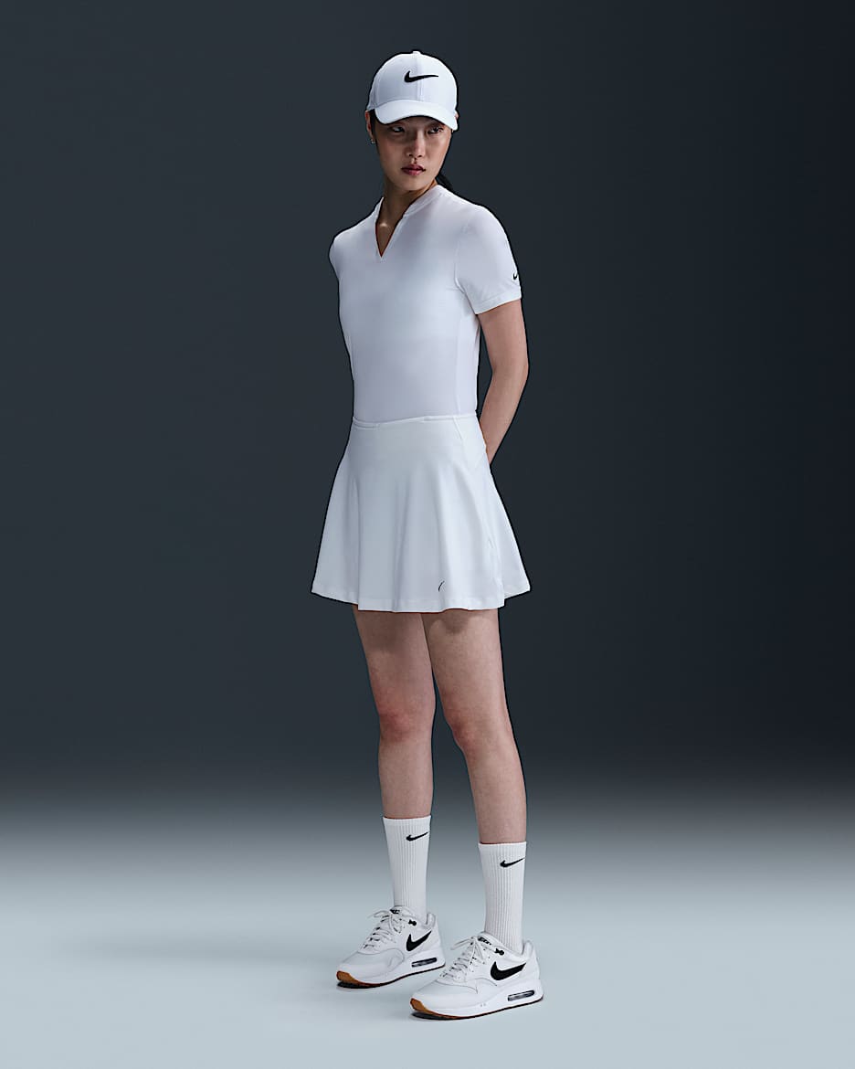 Falda de golf Dri-FIT con vuelo para mujer Nike Tour - Blanco/Negro
