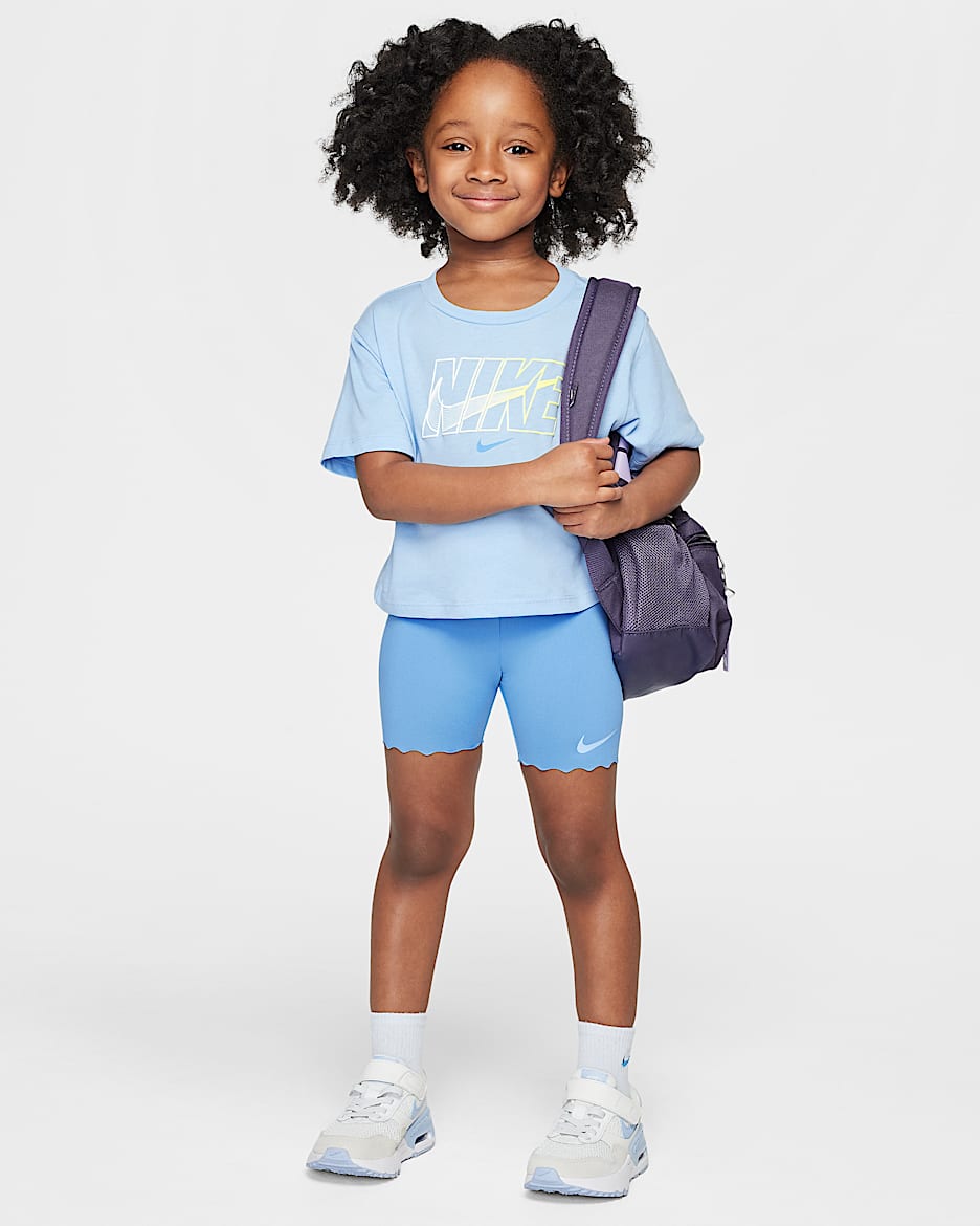 Conjunto de shorts de ciclismo de dos piezas infantil Nike Dri-FIT Swoosh Motion - Azul extremo