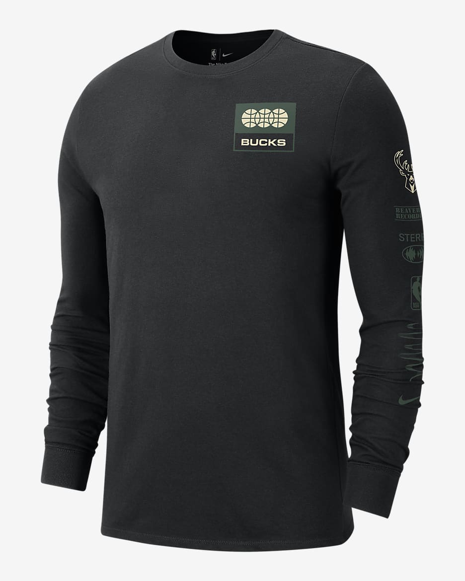 Milwaukee Bucks Essential Men's Nike NBA Long-Sleeve T-Shirt - Black