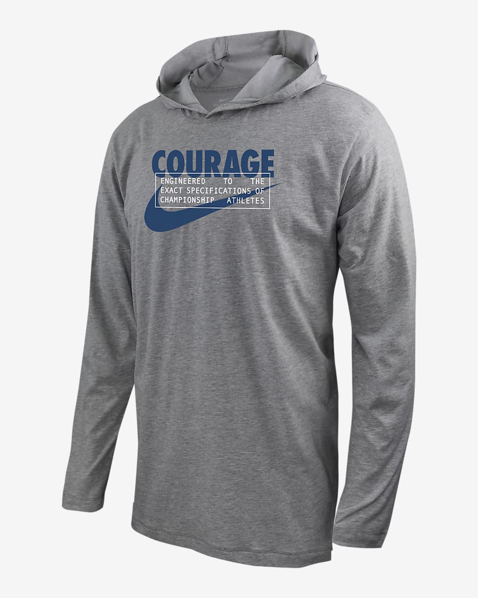 North Carolina Courage Men's Nike Soccer Long-Sleeve Hooded T-Shirt - Dark Grey Heather