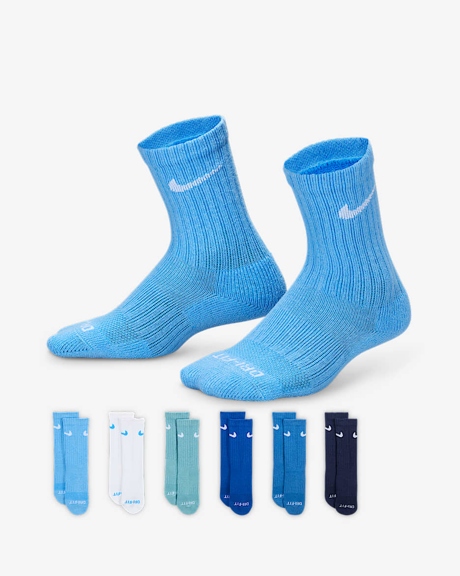 Calcetas para niños talla grande Nike Dri-FIT Performance Basics (6 pares) - Azul universitario