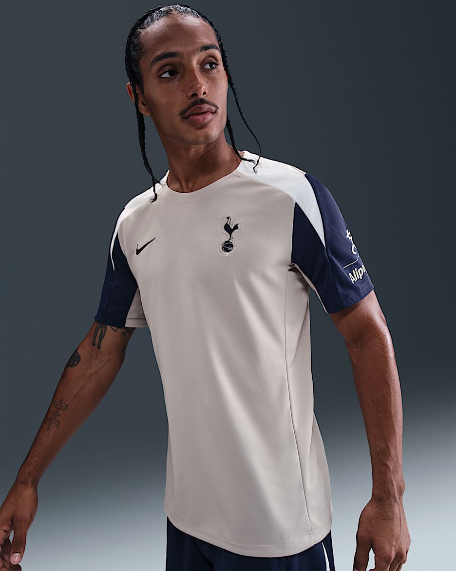 Tottenham Hotspur Strike Men's Nike Dri-FIT Football Short-Sleeve Top - Light Iron Ore/White/Binary Blue