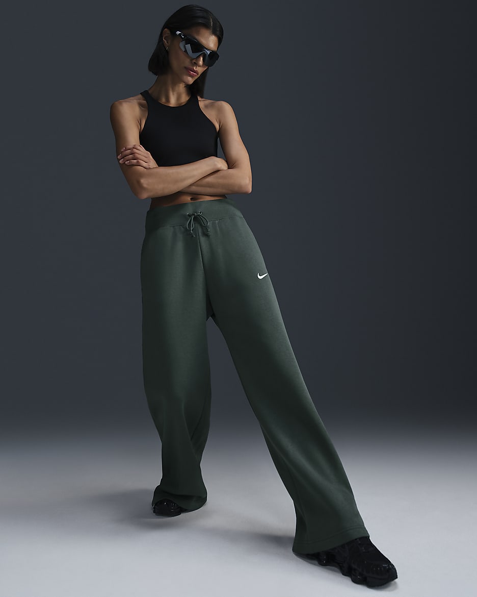 Pantalon de survêtement ample à taille haute Nike Sportswear Phoenix Fleece pour Femme - Vintage Green/Sail