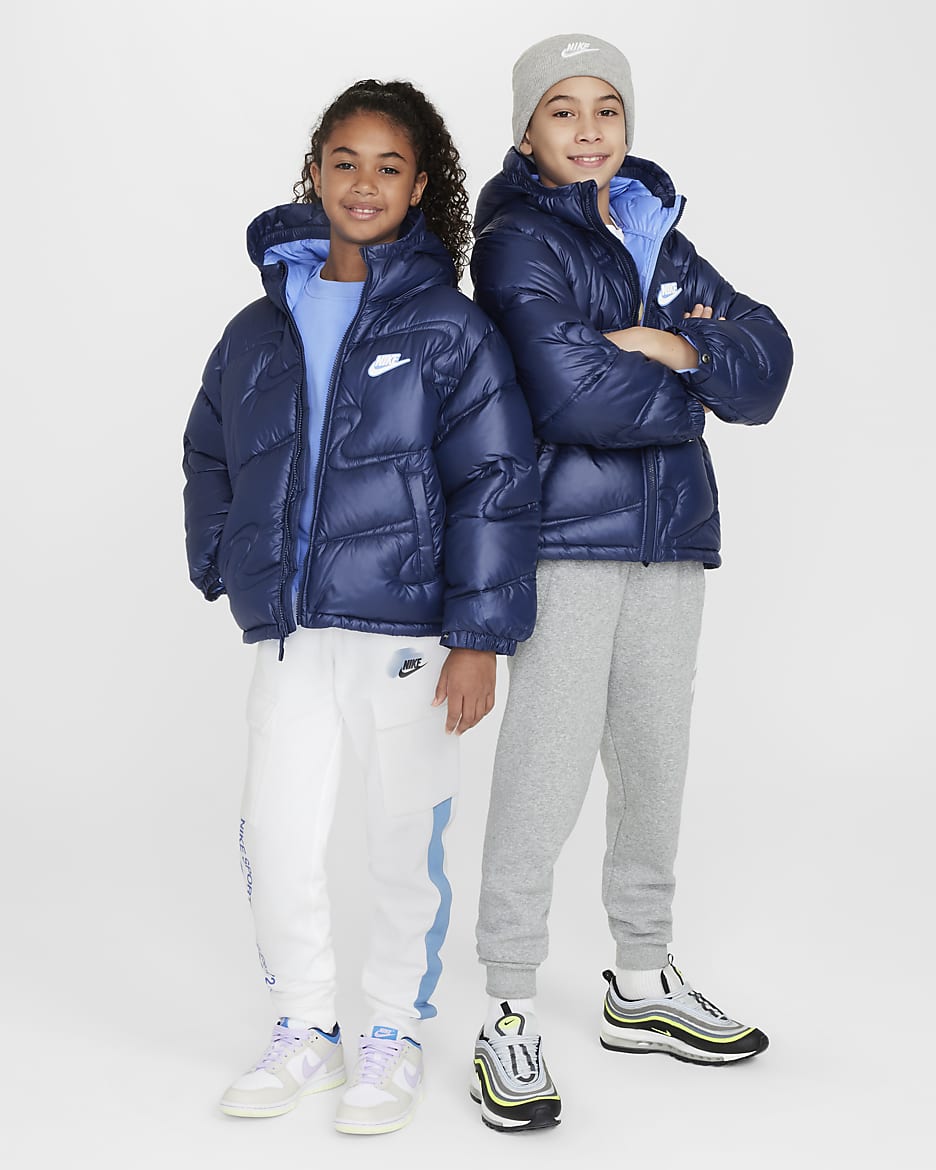 Nike Sportswear Therma-FIT Repel Heavyweight Synthetic Fill Big Kids' Loose Jacket - Midnight Navy/Royal Pulse/White