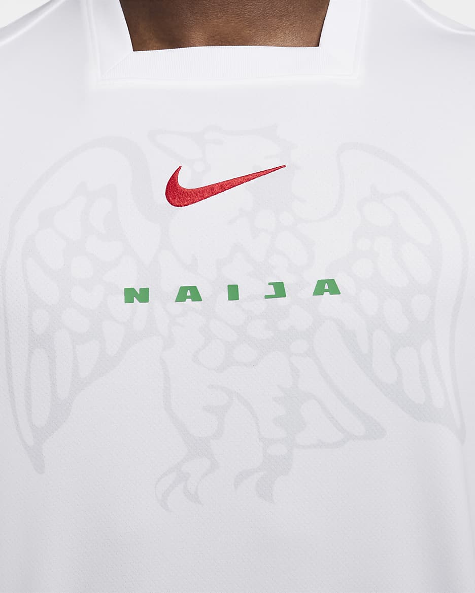 Nigeria 2024 Stadium Thuis Nike Dri-FIT replica voetbalshirt voor heren - Wit/Lucky Green/Challenge Red