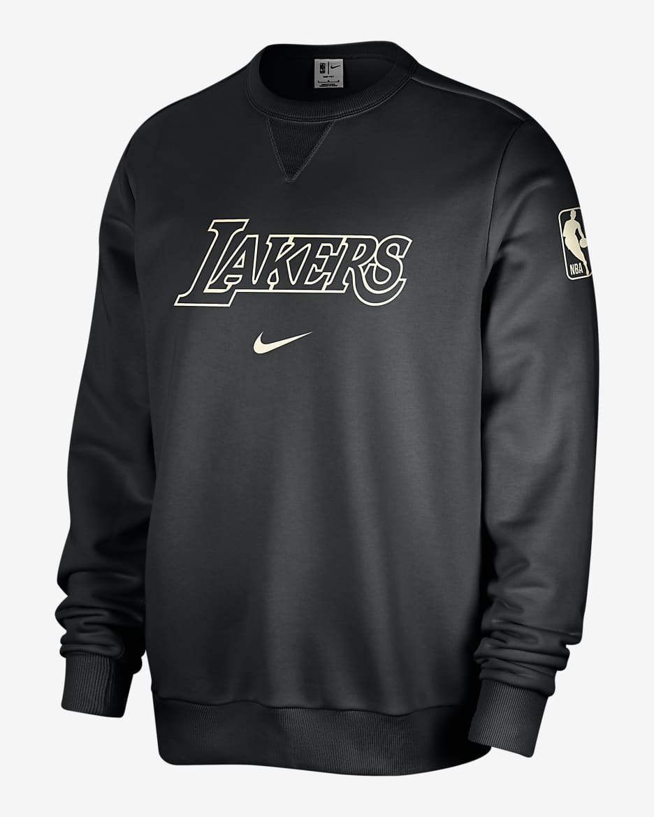 Sudadera de cuello redondo Nike Dri-FIT de la NBA para hombre Los Angeles Lakers Standard Issue - Negro/Marfil pálido/Leche de coco