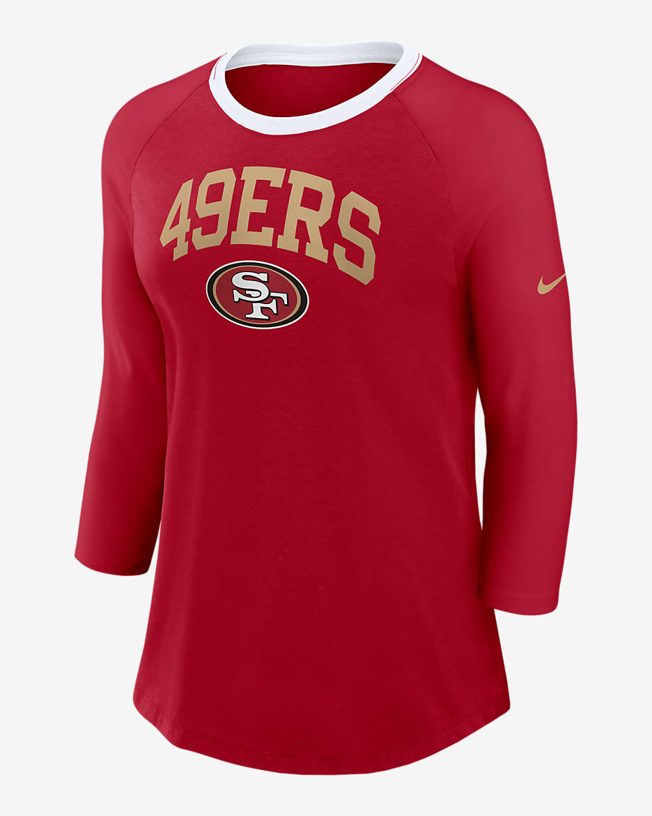 Playera de manga ¾ Nike de la NFL para mujer San Francisco 49ers - Rojo