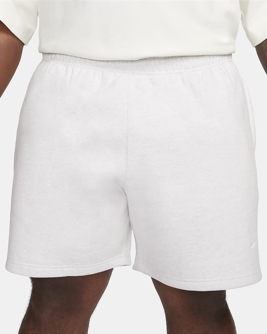 Shorts in fleece Nike Solo Swoosh – Uomo - Birch Heather/Bianco