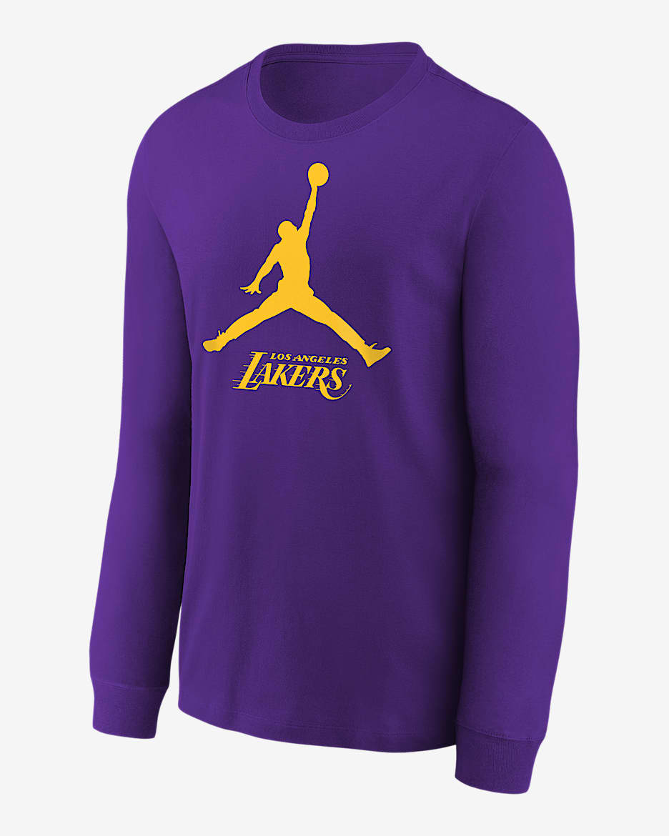Playera de manga larga Jordan de la NBA para niños talla grande Los Angeles Lakers Essential - Negro