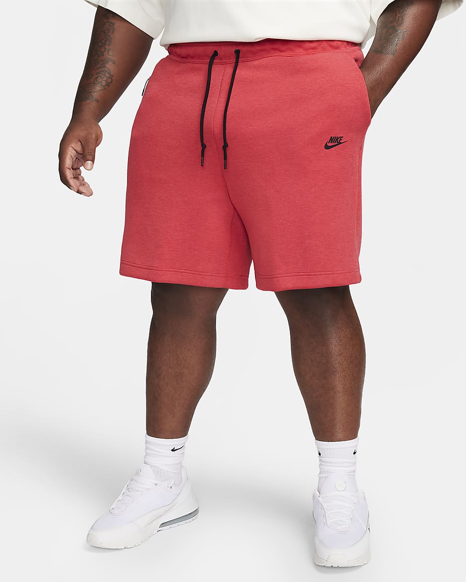 Shorts Nike Sportswear Tech Fleece för män - Light University Red Heather/Svart