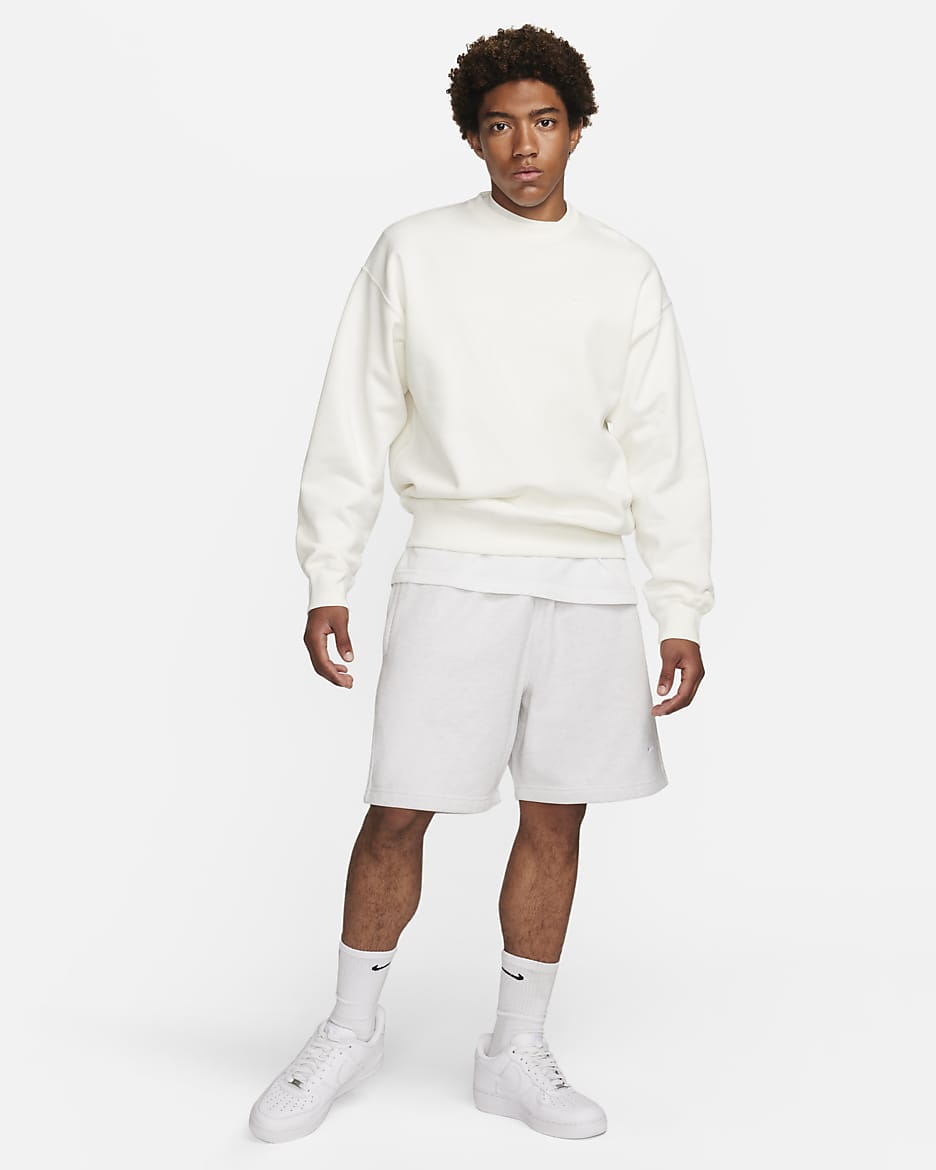 Shorts in fleece Nike Solo Swoosh – Uomo - Birch Heather/Bianco