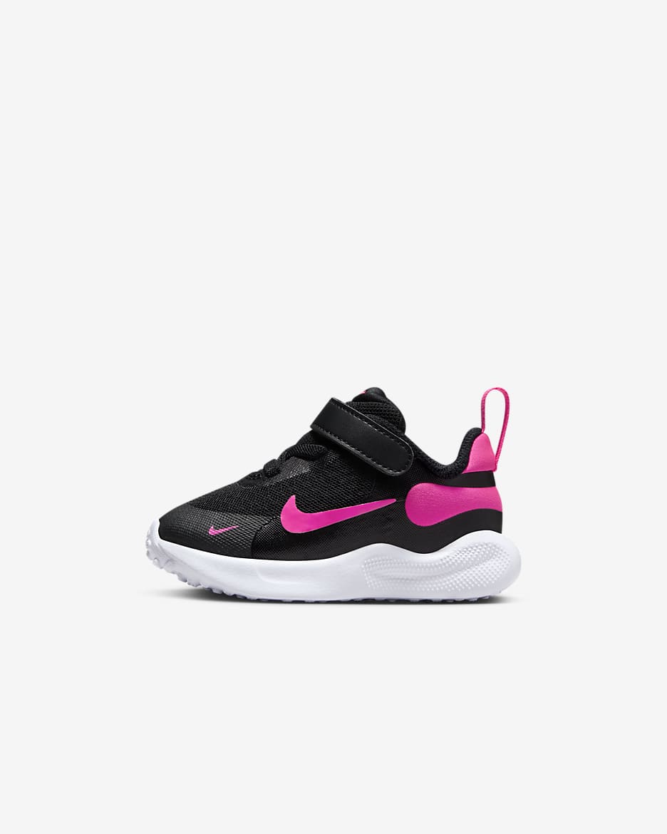 Nike Revolution 7-sko til babyer/småbørn - sort/hvid/Hyper Pink