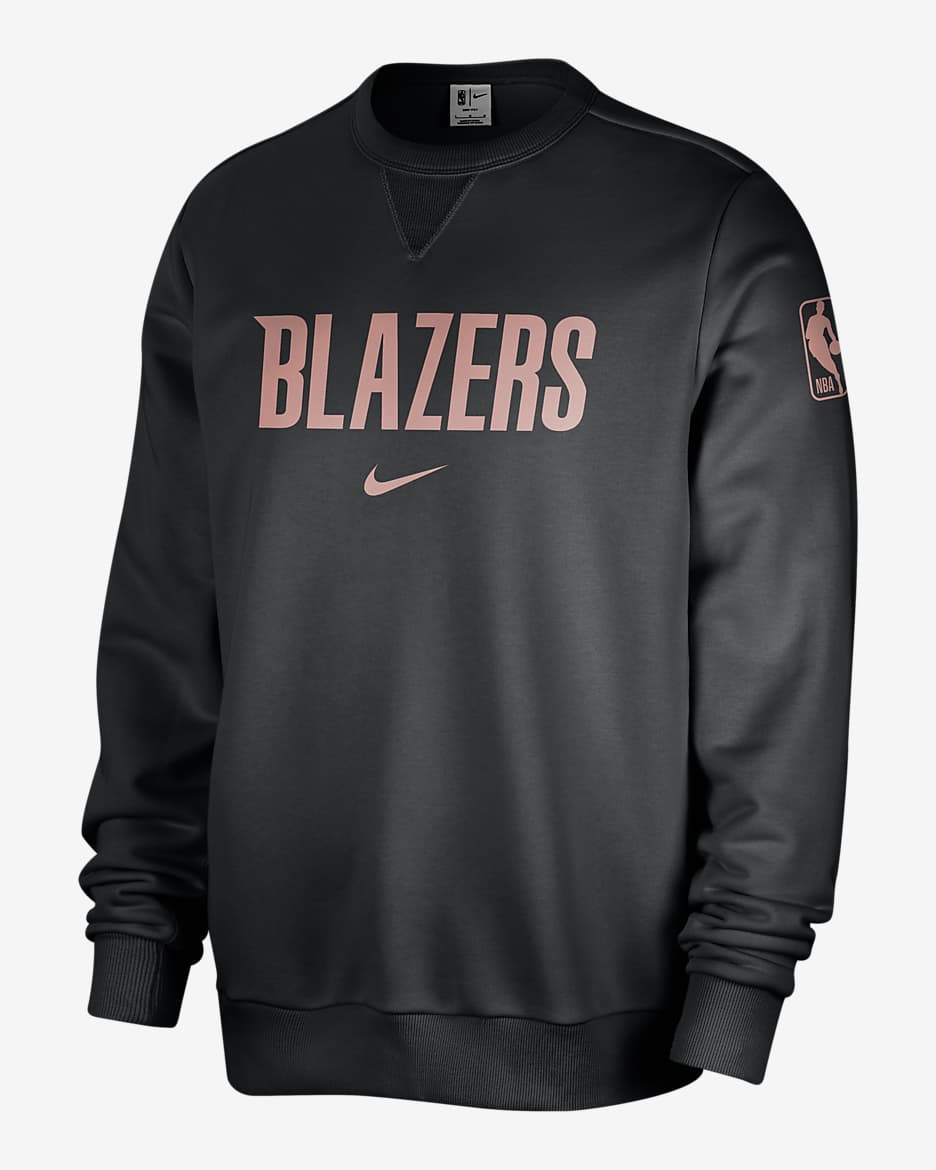 Portland Trail Blazers Standard Issue Men's Nike Dri-FIT NBA Crew-Neck Sweatshirt - Black/Pale Ivory/Red Stardust
