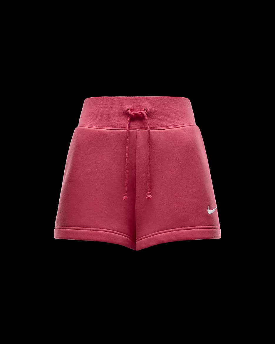 Shorts Nike Sportswear Phoenix Fleece med hög midja och ledig passform för kvinnor - Aster Pink/Sail