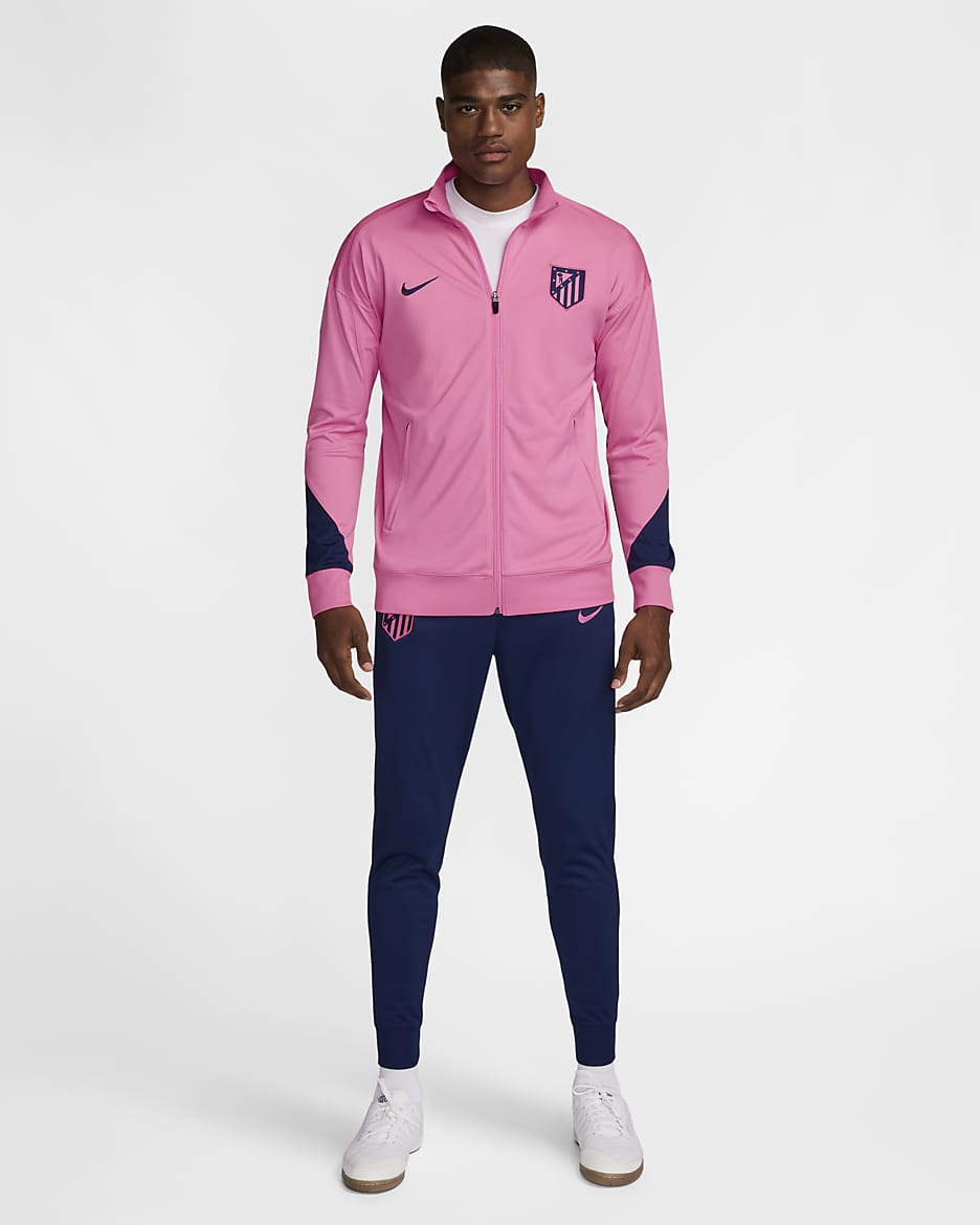 3e survêtement de foot en maille Nike Dri-FIT Atlético Madrid Strike pour homme - Pink Glow/Blue Void/Blue Void