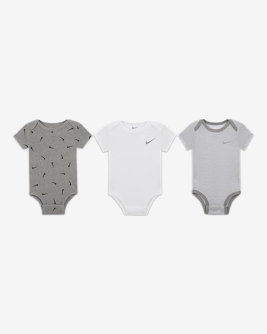 Nike Baby Essentials Body babáknak, 3 darabos csomag (0-9 hónapos korig) - Dark Grey Heather