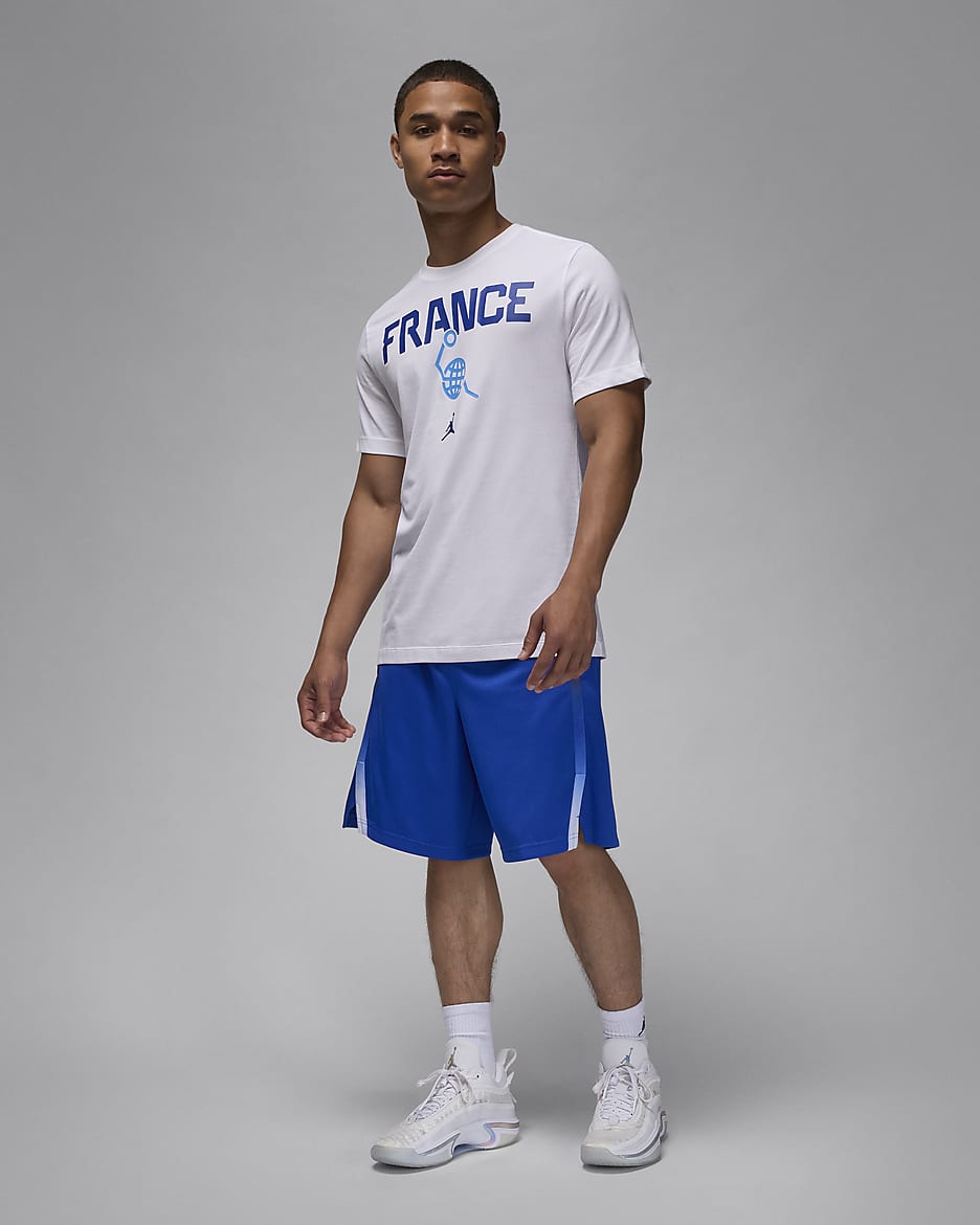 France Men's Nike Basketball T-Shirt - White/White/University Blue/Old Royal