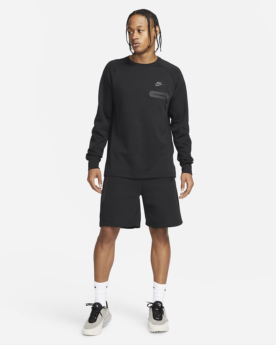 Męska koszulka z długim rękawem Nike Tech Fleece Lightweight - Czerń/Czerń