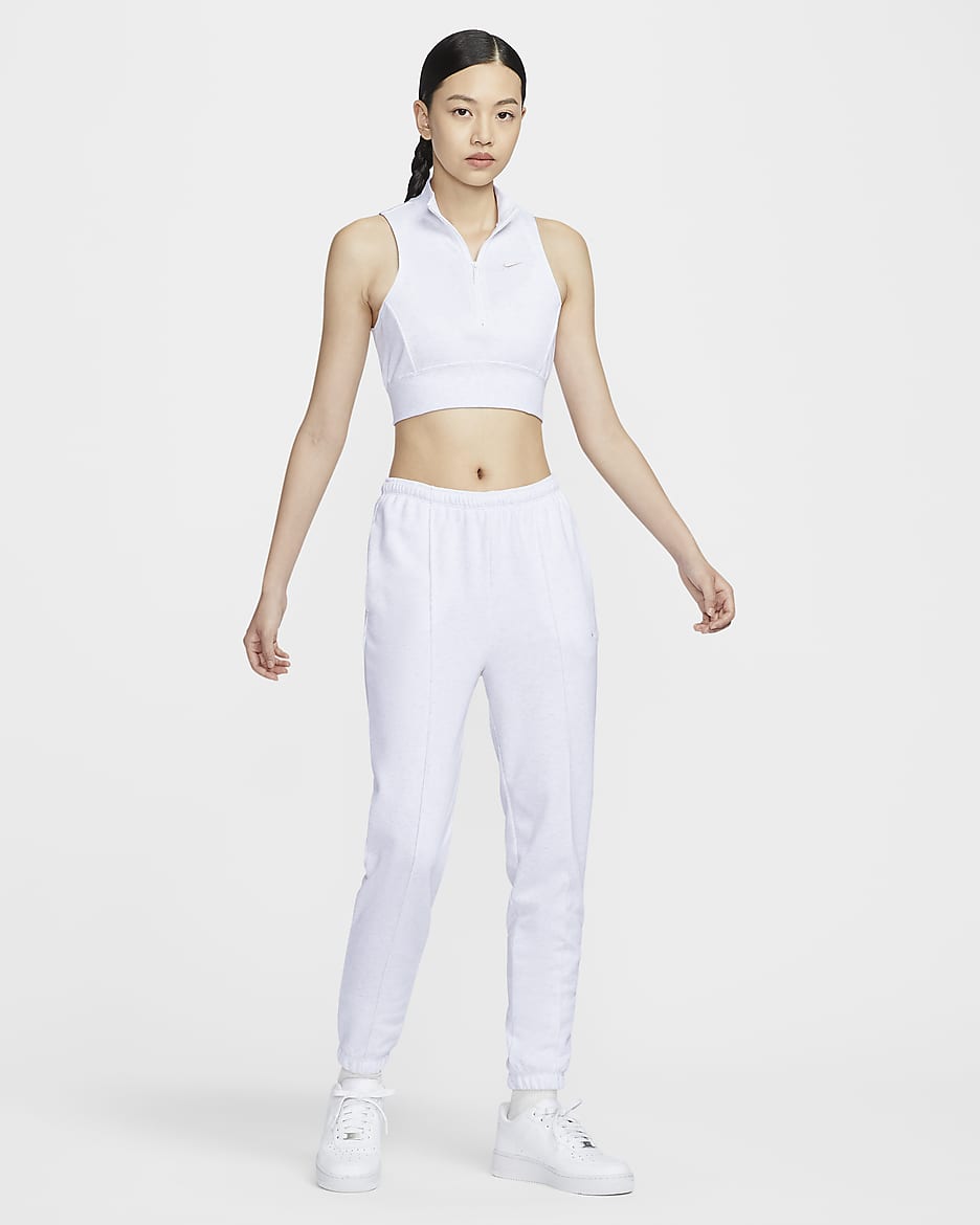 Nike Sportswear Chill Terry Women's Slim Cropped 1/2-Zip French Terry Tank Top - Birch Heather/Light Orewood Brown