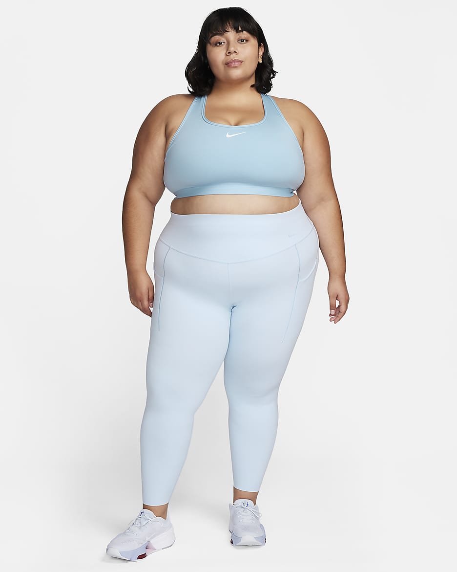 Nike Swoosh Medium-Support Women's Padded Sports Bra (Plus Size) - Light Armoury Blue/White