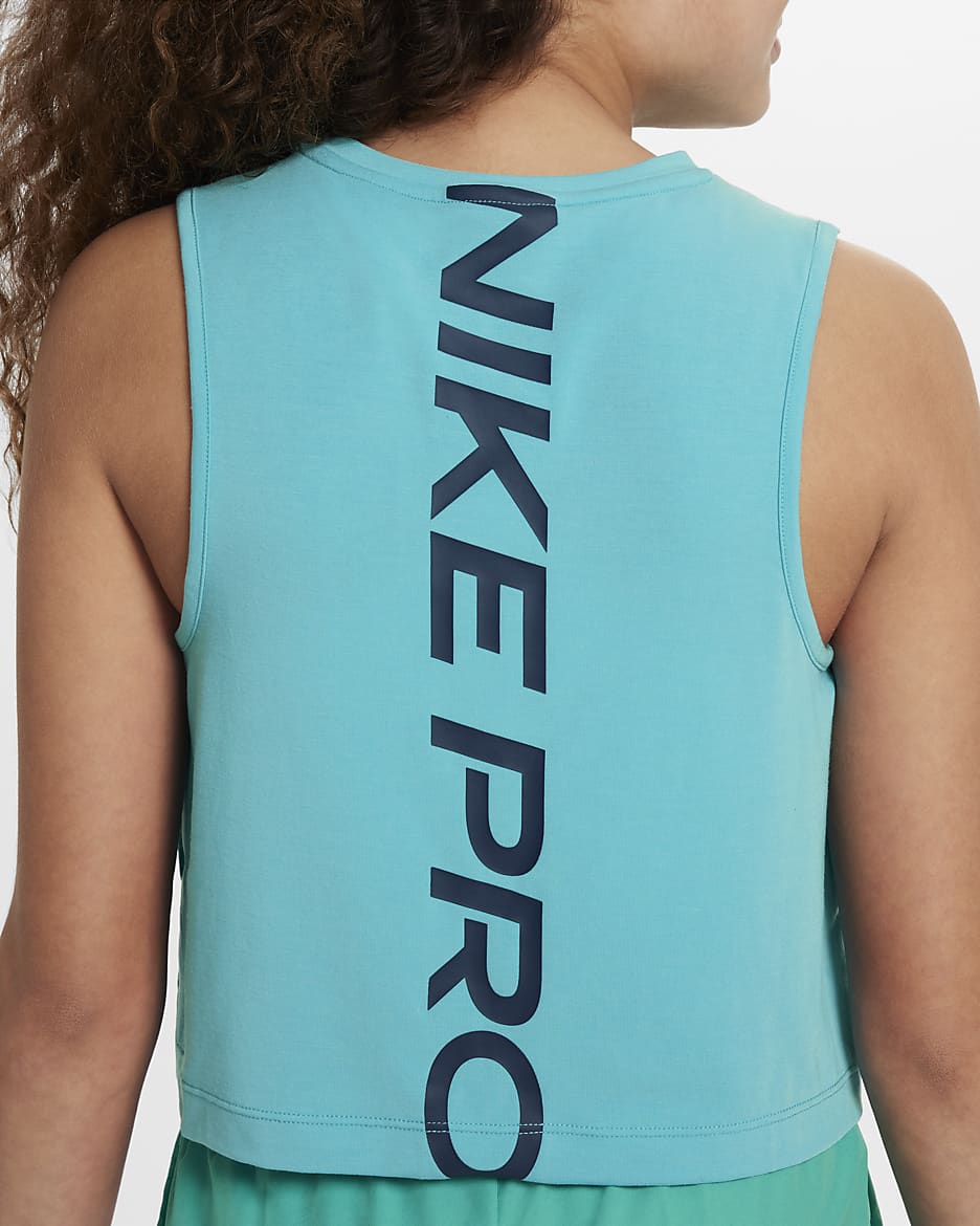 Nike Pro Girls' Dri-FIT Training Tank Top - Dusty Cactus/Midnight Navy