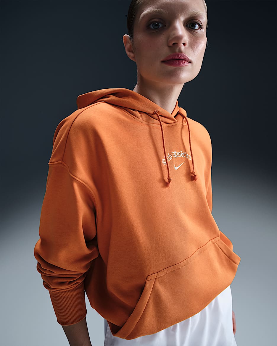 Sudadera con gorro sin cierre de fútbol Nike para mujer Club América Phoenix Fleece Special Edition - Naranja ceniza/Naranja ceniza/Marrón verdoso claro