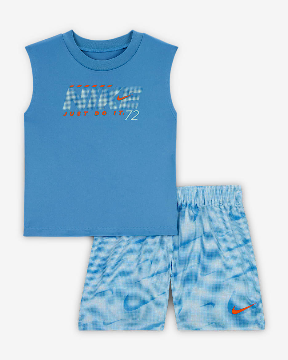 Nike Dri-FIT Baby (12-24M) Rhythm Printed 2-Piece Shorts Set - Glacier Blue